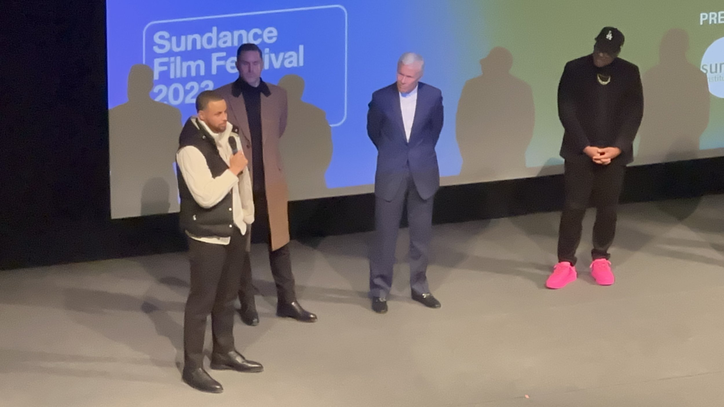  Photo by Chris Barrett: Stephen Curry answers questions at the 2023 Sundance Film Festival premiere of Stephen Curry: Underrated 
